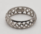 Vintage Sterling Silver Basket Weave Design Band - Size 8