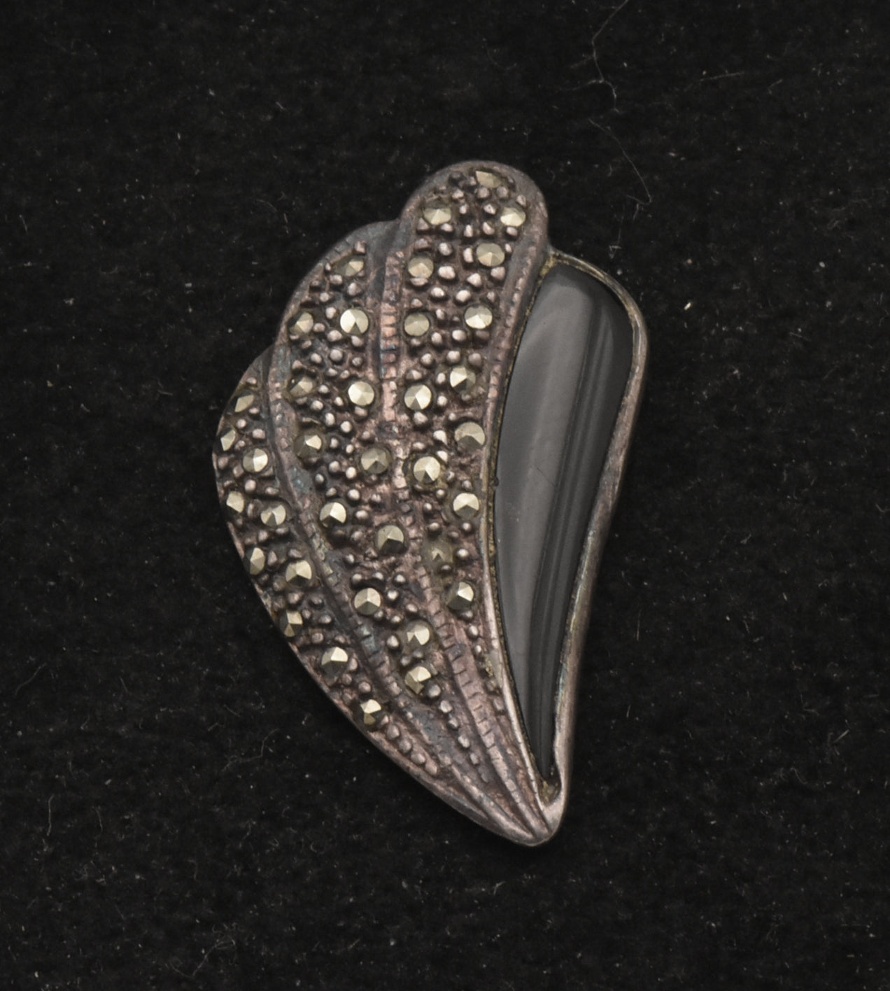 Vintage Sterling Silver Marcasite and Black Onyx Earrings (MISSING POSTS)