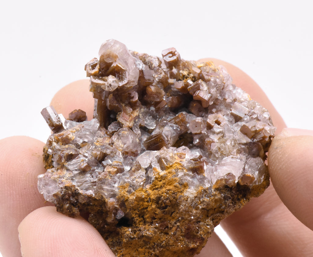 Wulfenite and Calcite Crystal Cluster Mineral Specimen - Mexico