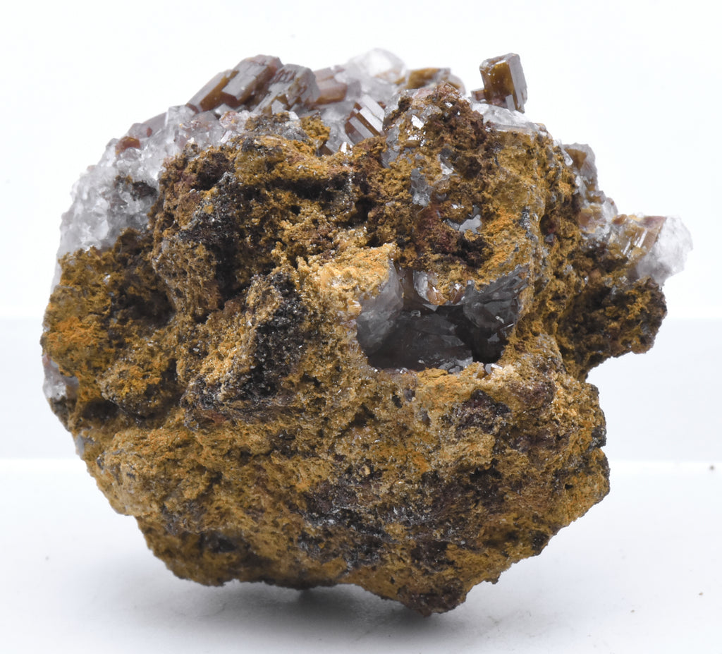 Wulfenite and Calcite Crystal Cluster Mineral Specimen - Mexico