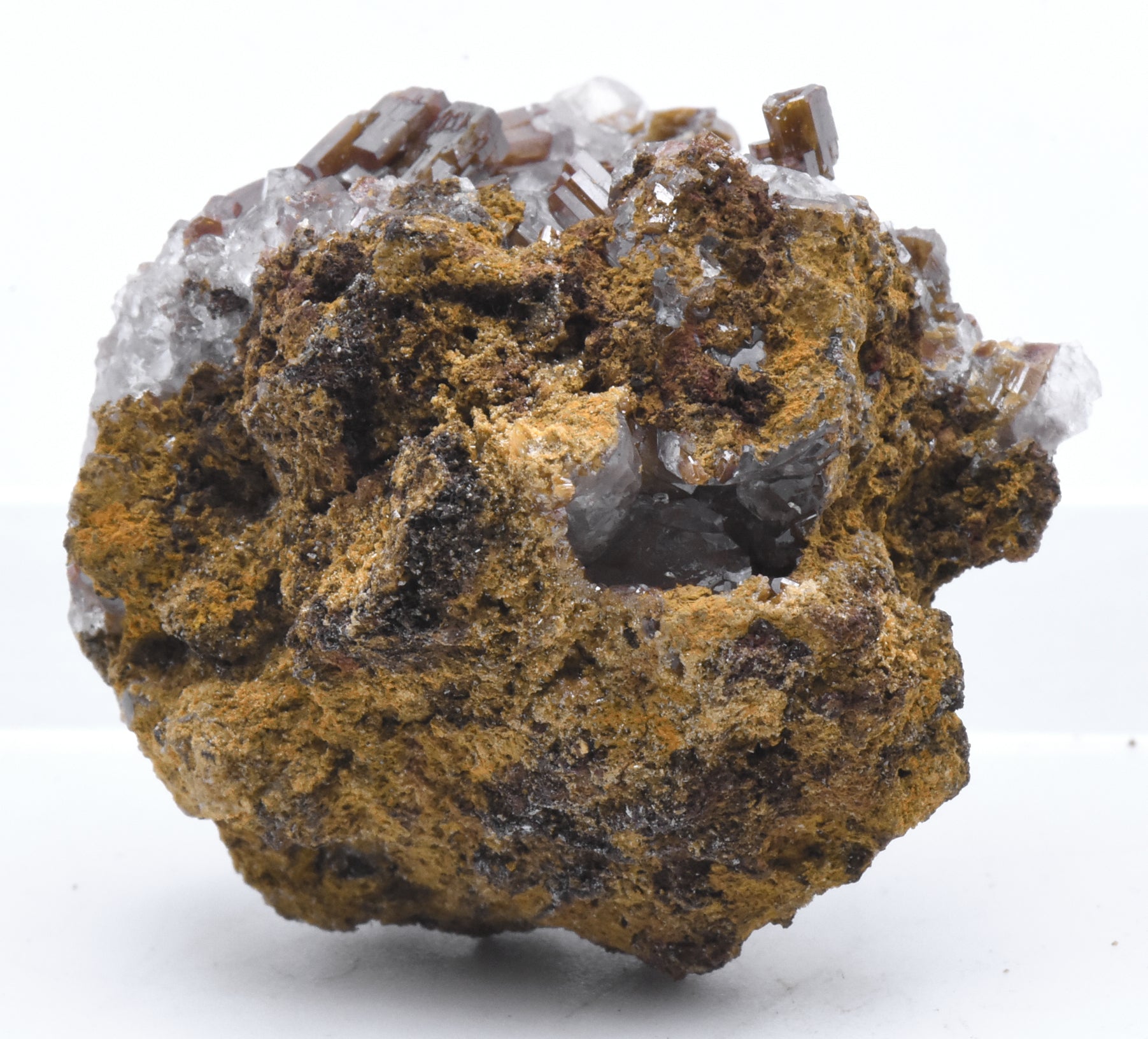 Wulfenite and Calcite Crystal Cluster Mineral Specimen - Mexico