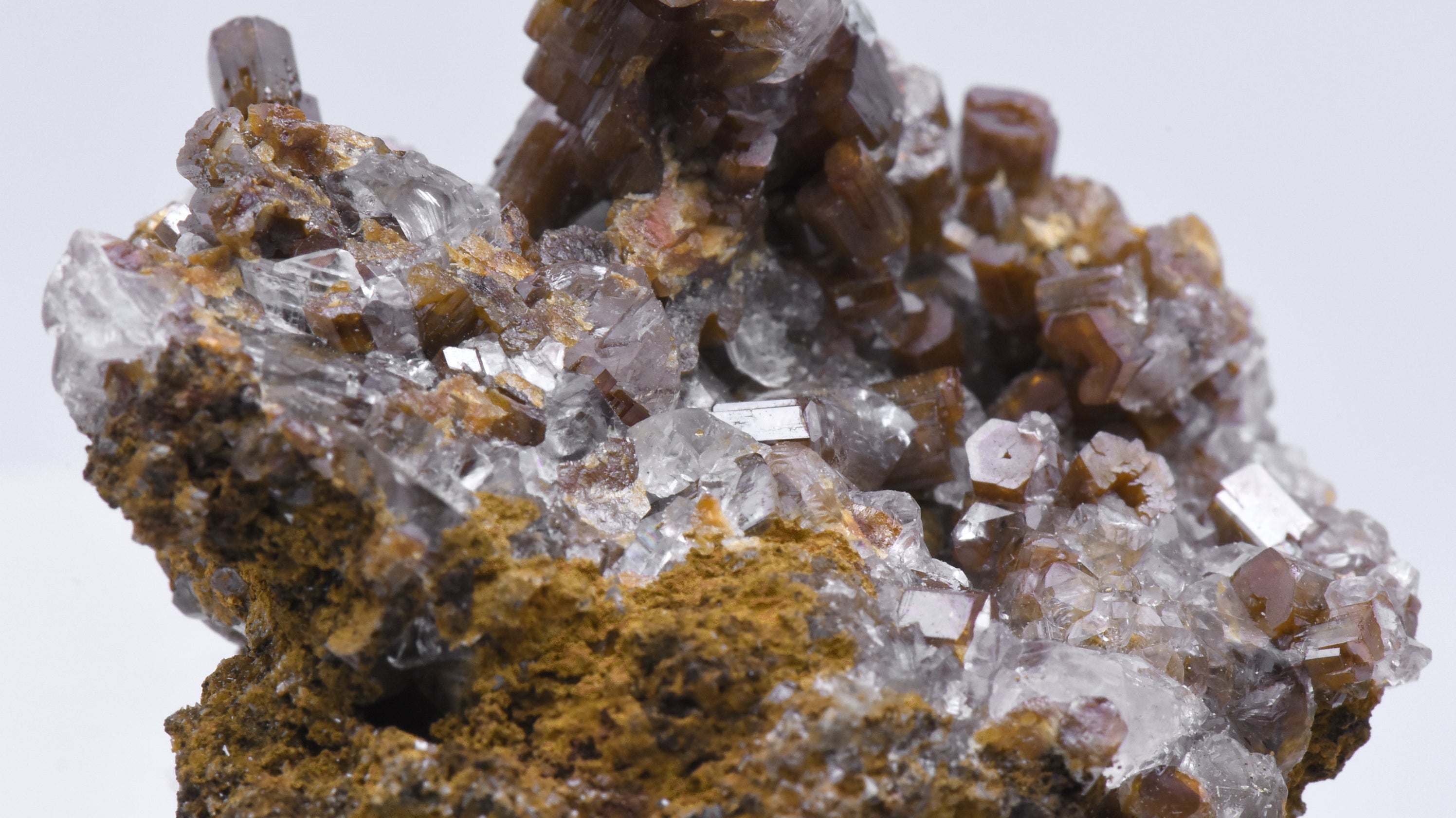 Wulfenite and Calcite Crystal Cluster Mineral Specimen - Mexico