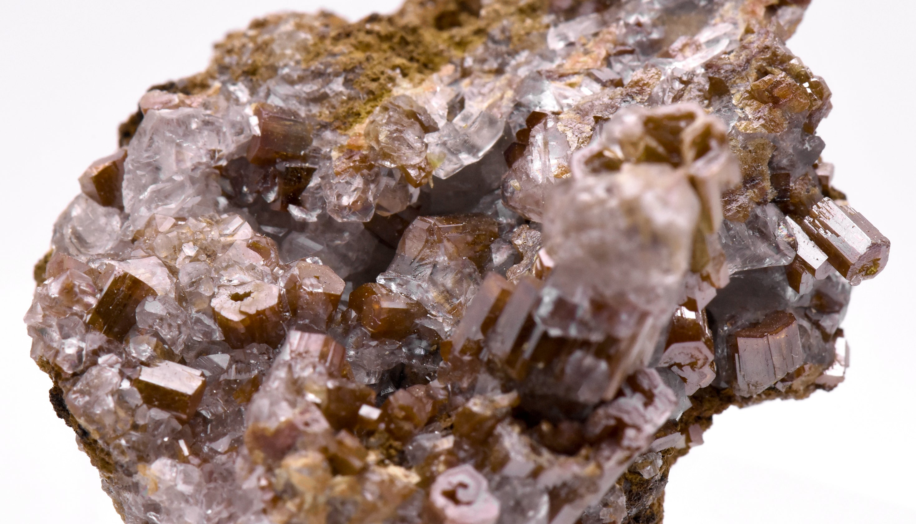 Wulfenite and Calcite Crystal Cluster Mineral Specimen - Mexico