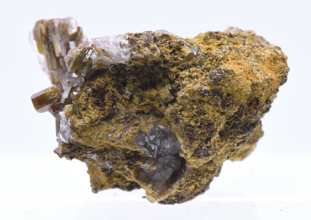 Wulfenite and Calcite Crystal Cluster Mineral Specimen - Mexico