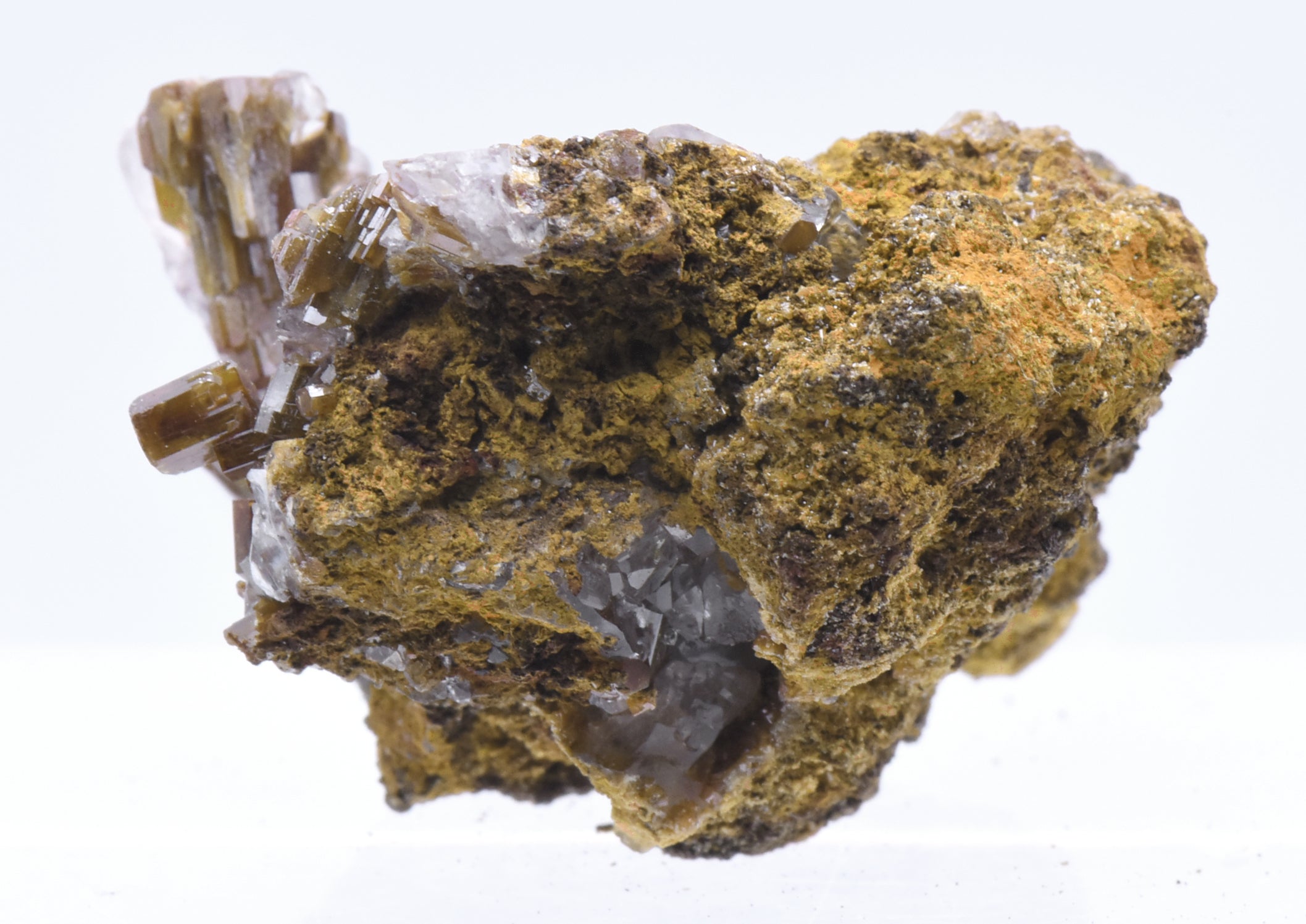 Wulfenite and Calcite Crystal Cluster Mineral Specimen - Mexico