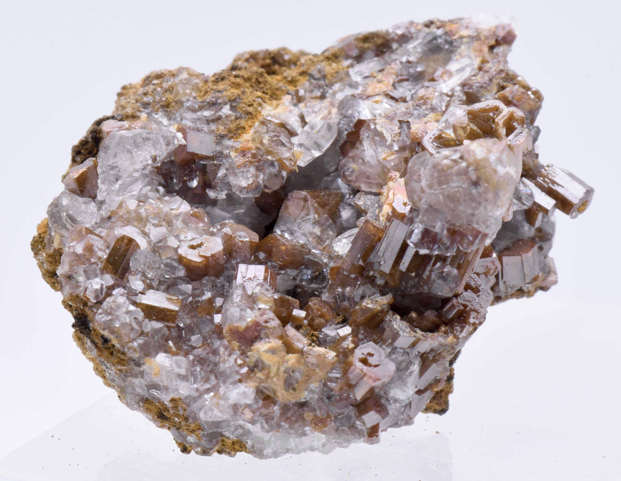 Wulfenite and Calcite Crystal Cluster Mineral Specimen - Mexico