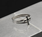 Vintage Sterling Silver and Black Enamel Cross Ring - Size 3.75