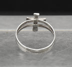 Vintage Sterling Silver and Black Enamel Cross Ring - Size 3.75