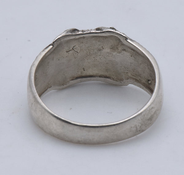 Vintage Art Deco Sterling Silver X Design Ring - Size 8.75 MISSING STONES