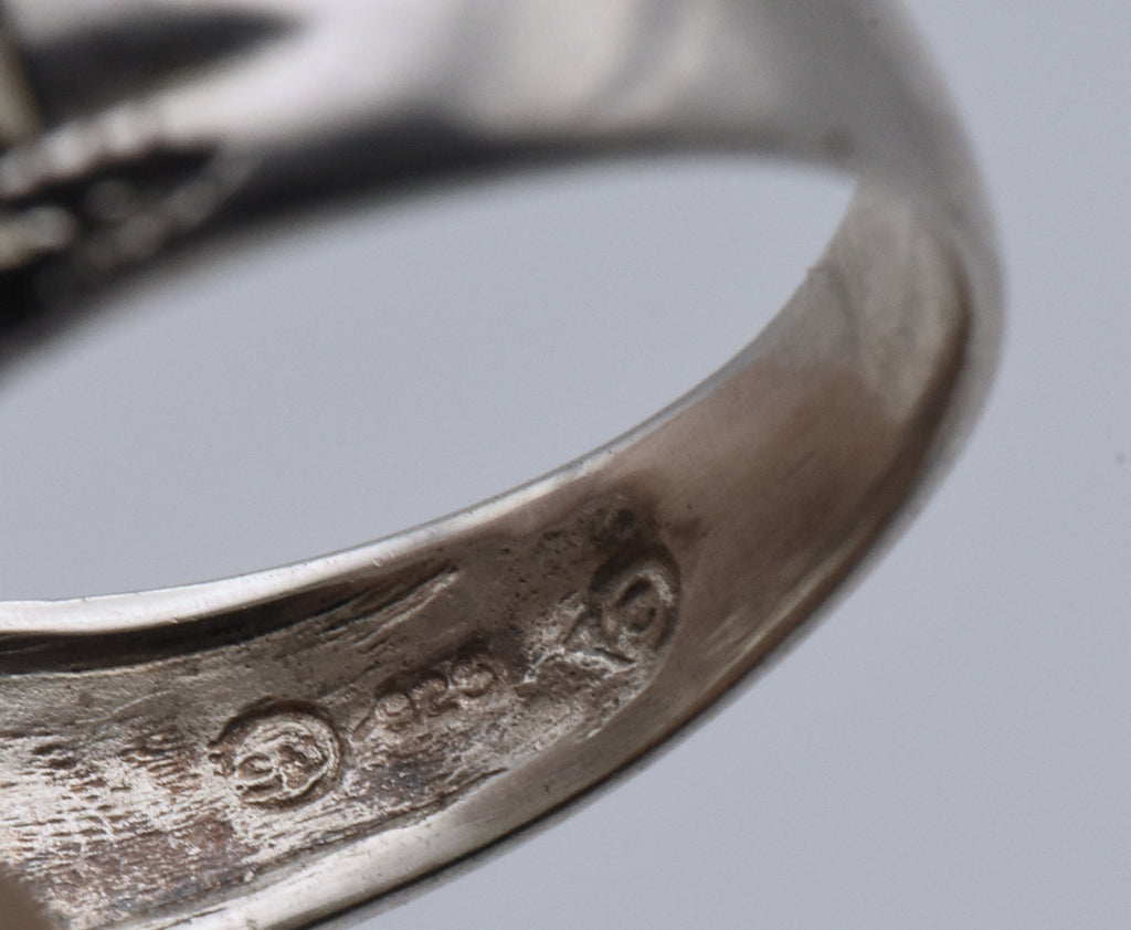 Vintage Art Deco Sterling Silver X Design Ring - Size 8.75 MISSING STONES