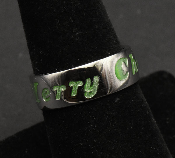 Sterling Silver Glow in the Dark "Merry Christmas" Band - Size 8