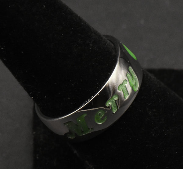 Sterling Silver Glow in the Dark "Merry Christmas" Band - Size 8