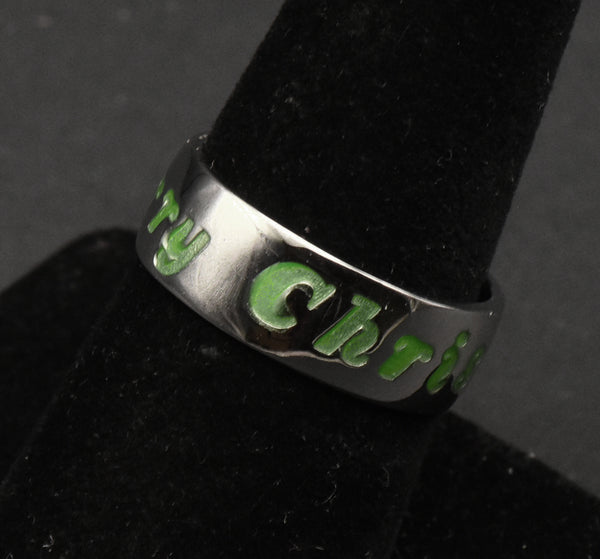 Sterling Silver Glow in the Dark "Merry Christmas" Band - Size 8