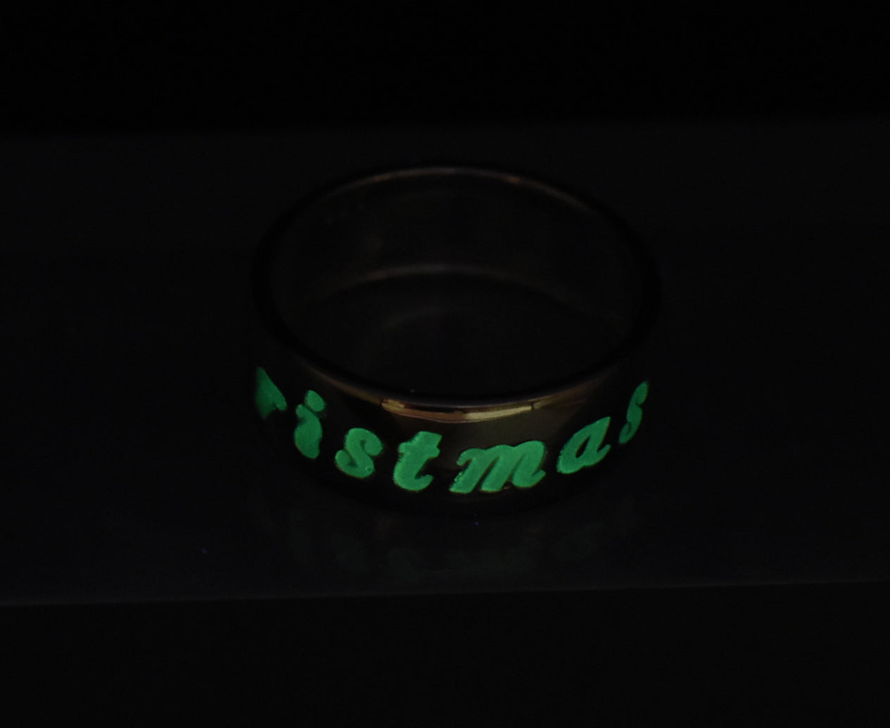 Sterling Silver Glow in the Dark "Merry Christmas" Band - Size 8