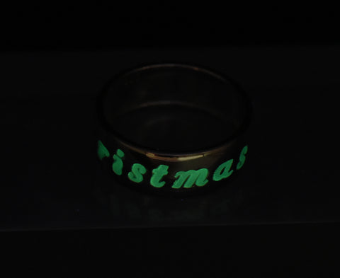 Sterling Silver Glow in the Dark "Merry Christmas" Band - Size 8