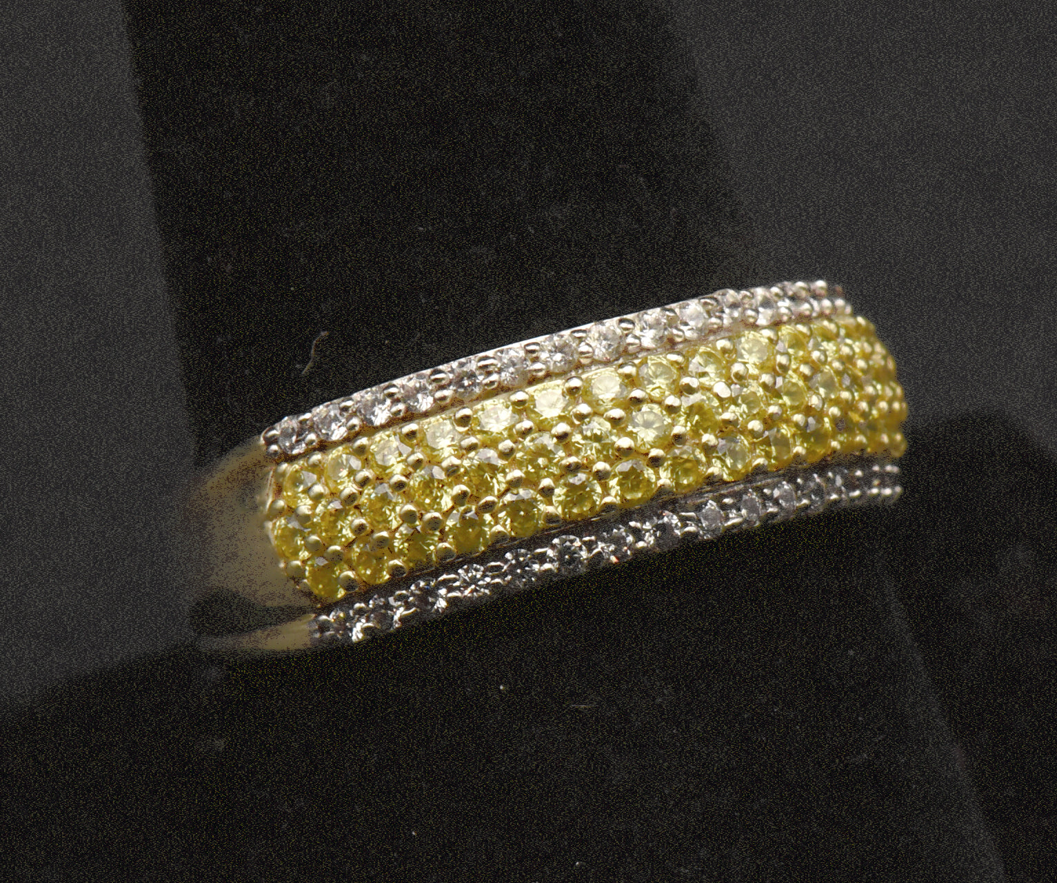 Vintage Gold Tone Sterling Silver Yellow Cubic Zirconia Ring - Size 9.25