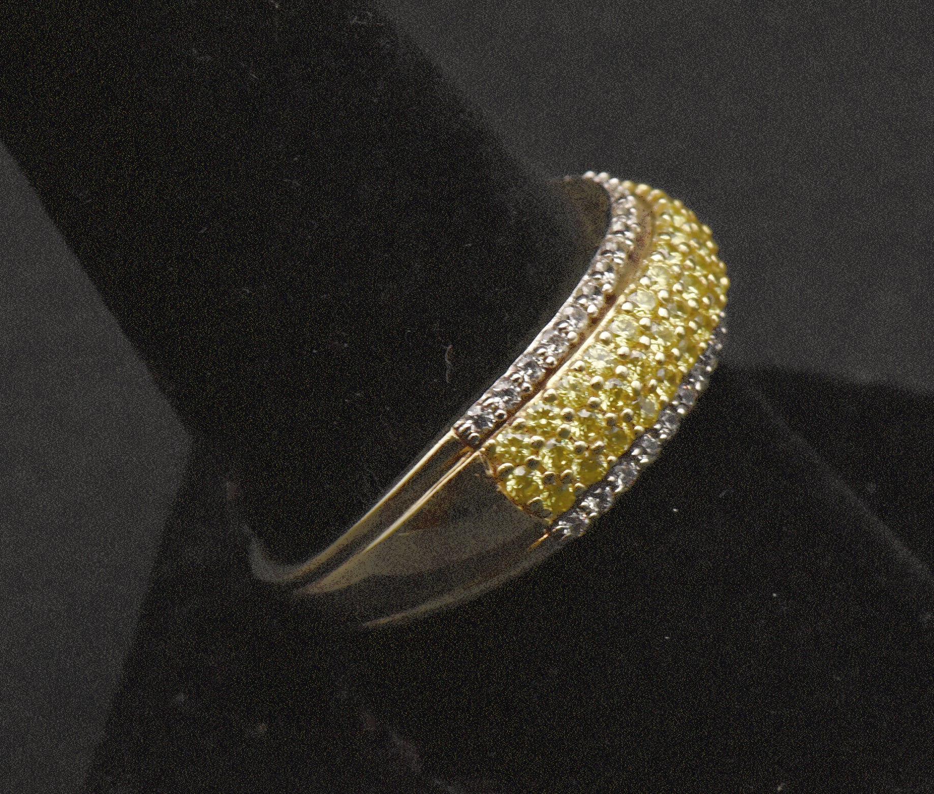 Vintage Gold Tone Sterling Silver Yellow Cubic Zirconia Ring - Size 9.25