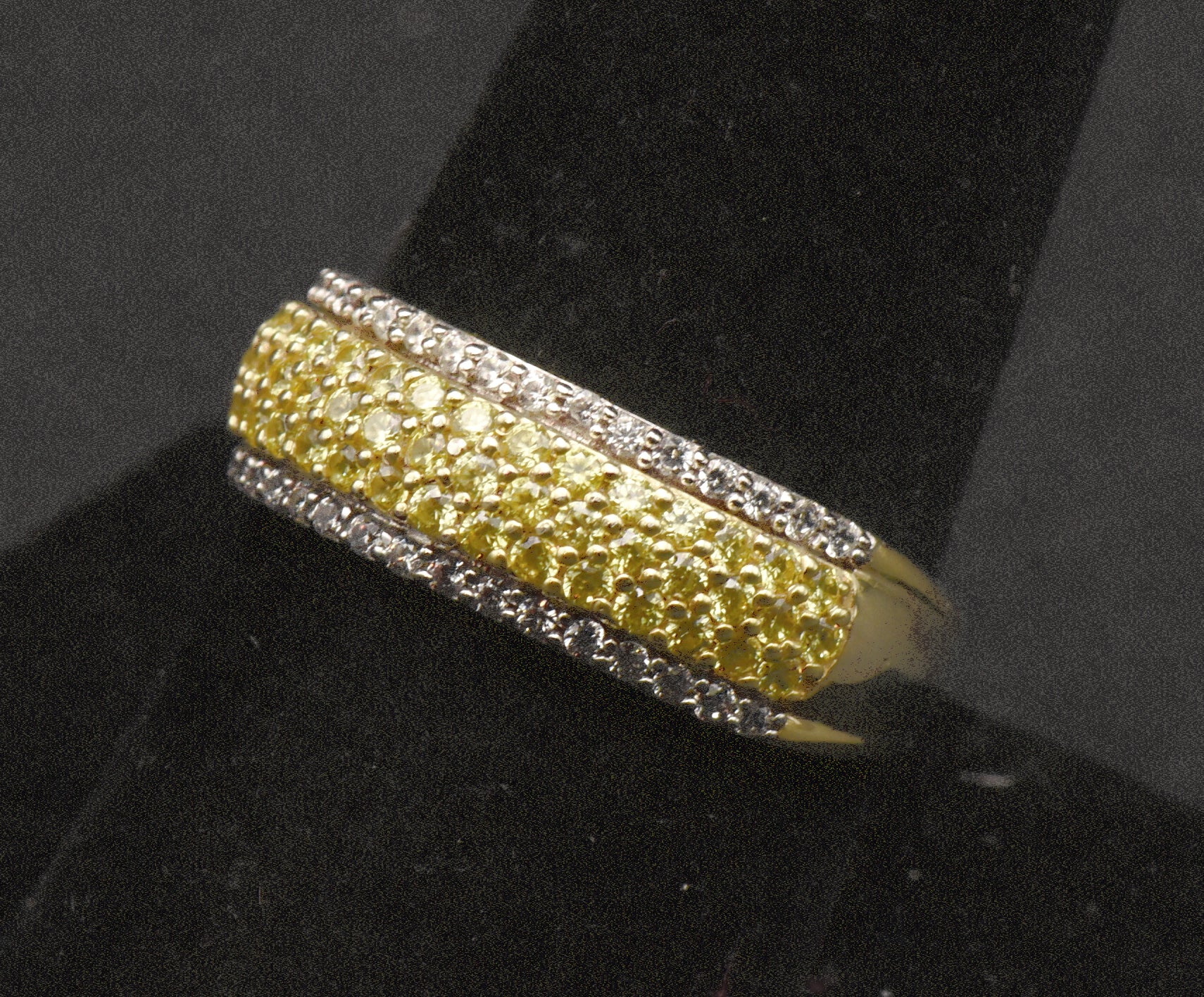 Vintage Gold Tone Sterling Silver Yellow Cubic Zirconia Ring - Size 9.25