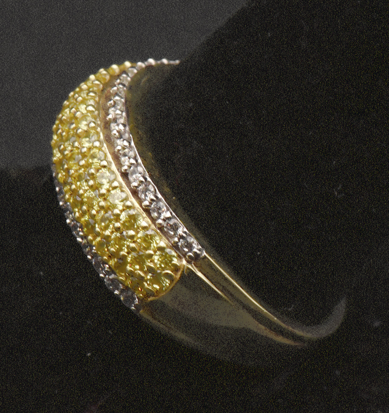 Vintage Gold Tone Sterling Silver Yellow Cubic Zirconia Ring - Size 9.25