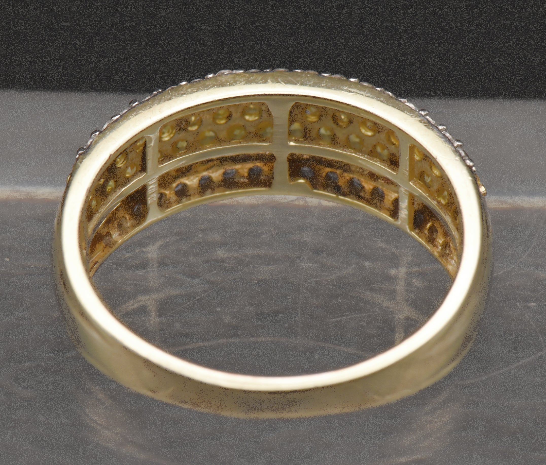 Vintage Gold Tone Sterling Silver Yellow Cubic Zirconia Ring - Size 9.25