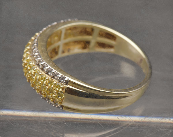 Vintage Gold Tone Sterling Silver Yellow Cubic Zirconia Ring - Size 9.25
