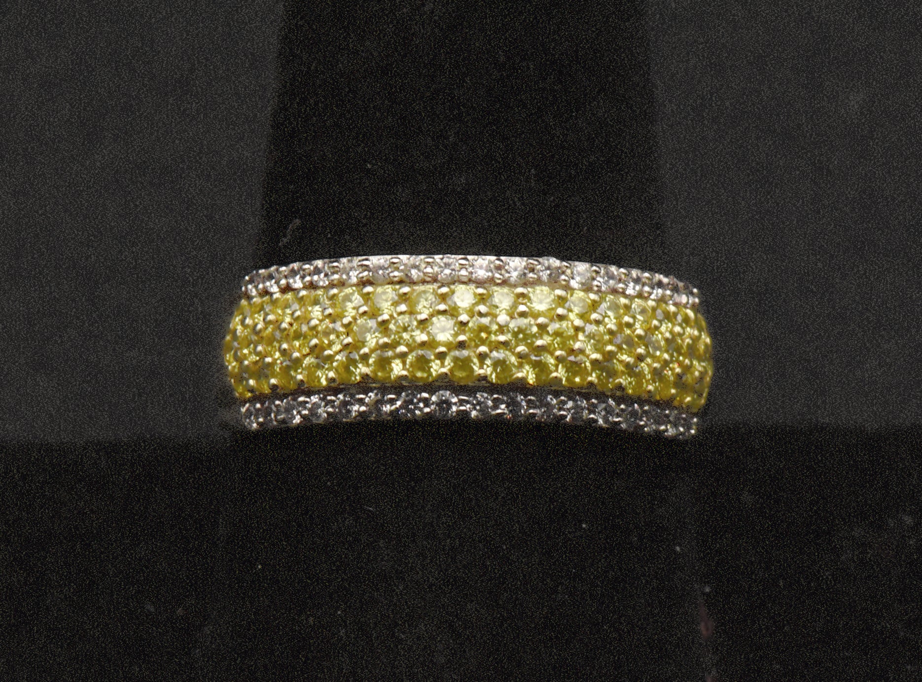 Vintage Gold Tone Sterling Silver Yellow Cubic Zirconia Ring - Size 9.25
