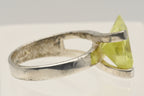 Vintage Sterling Silver Yellow Cubic Zirconia Modern Design Ring - Size 9.25
