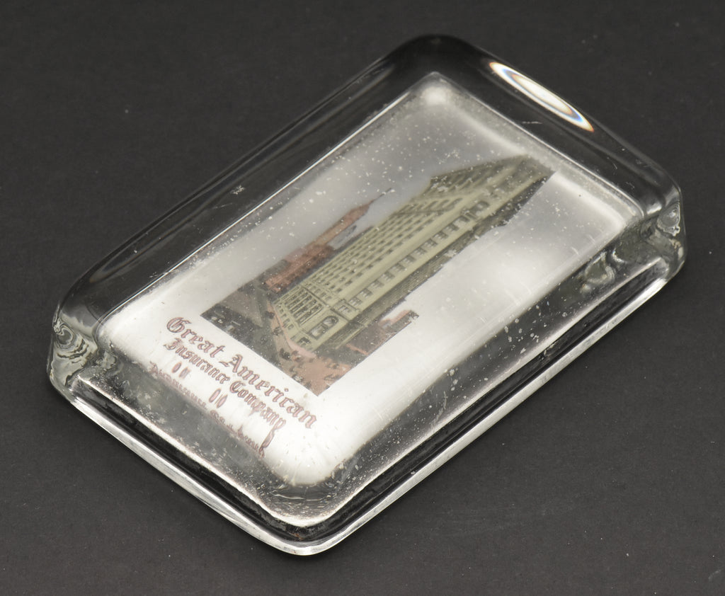 Vintage New York Advertising Glass Paperweight with Flatiron Building