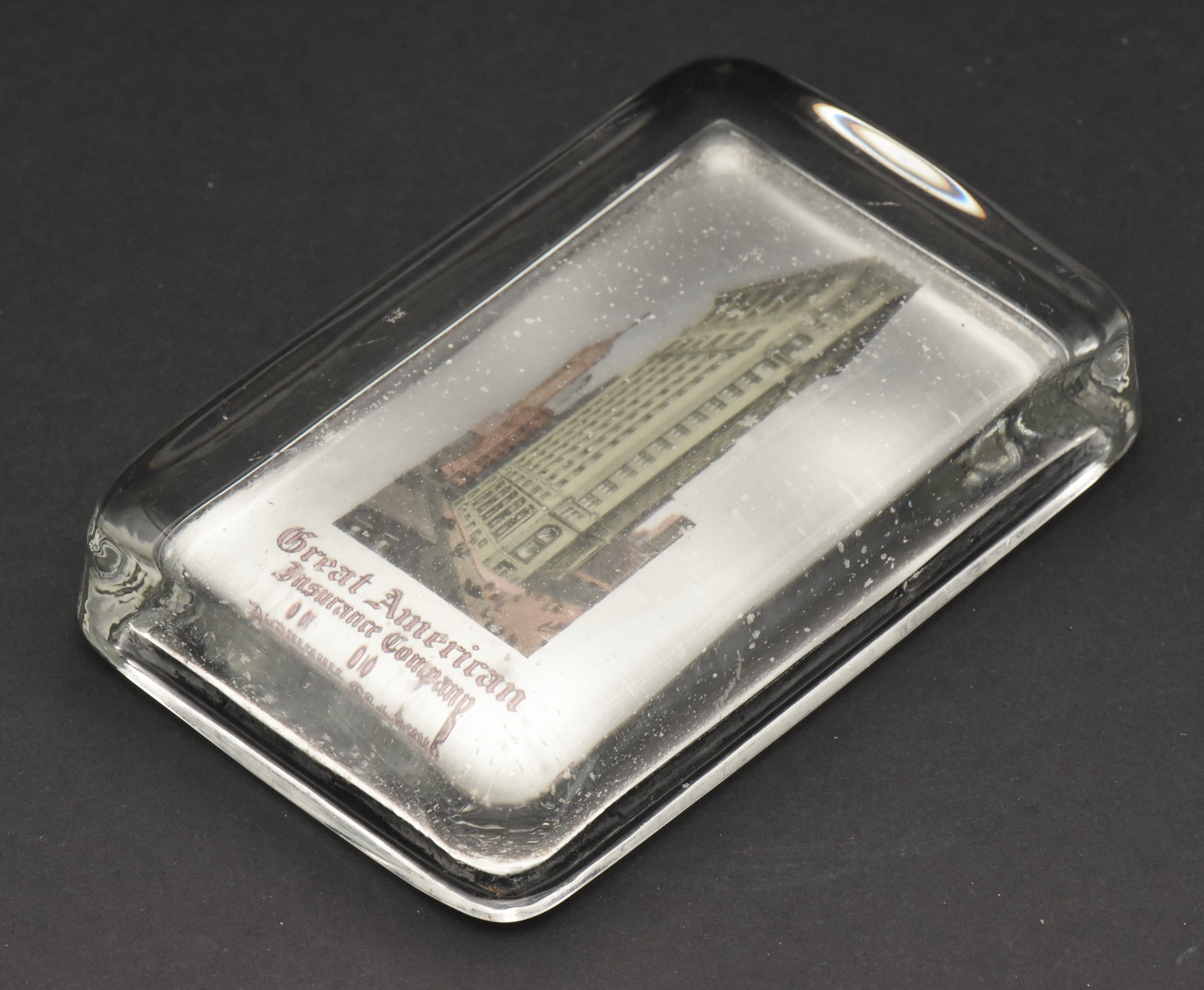 Vintage New York Advertising Glass Paperweight with Flatiron Building