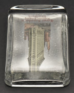 Vintage New York Advertising Glass Paperweight with Flatiron Building