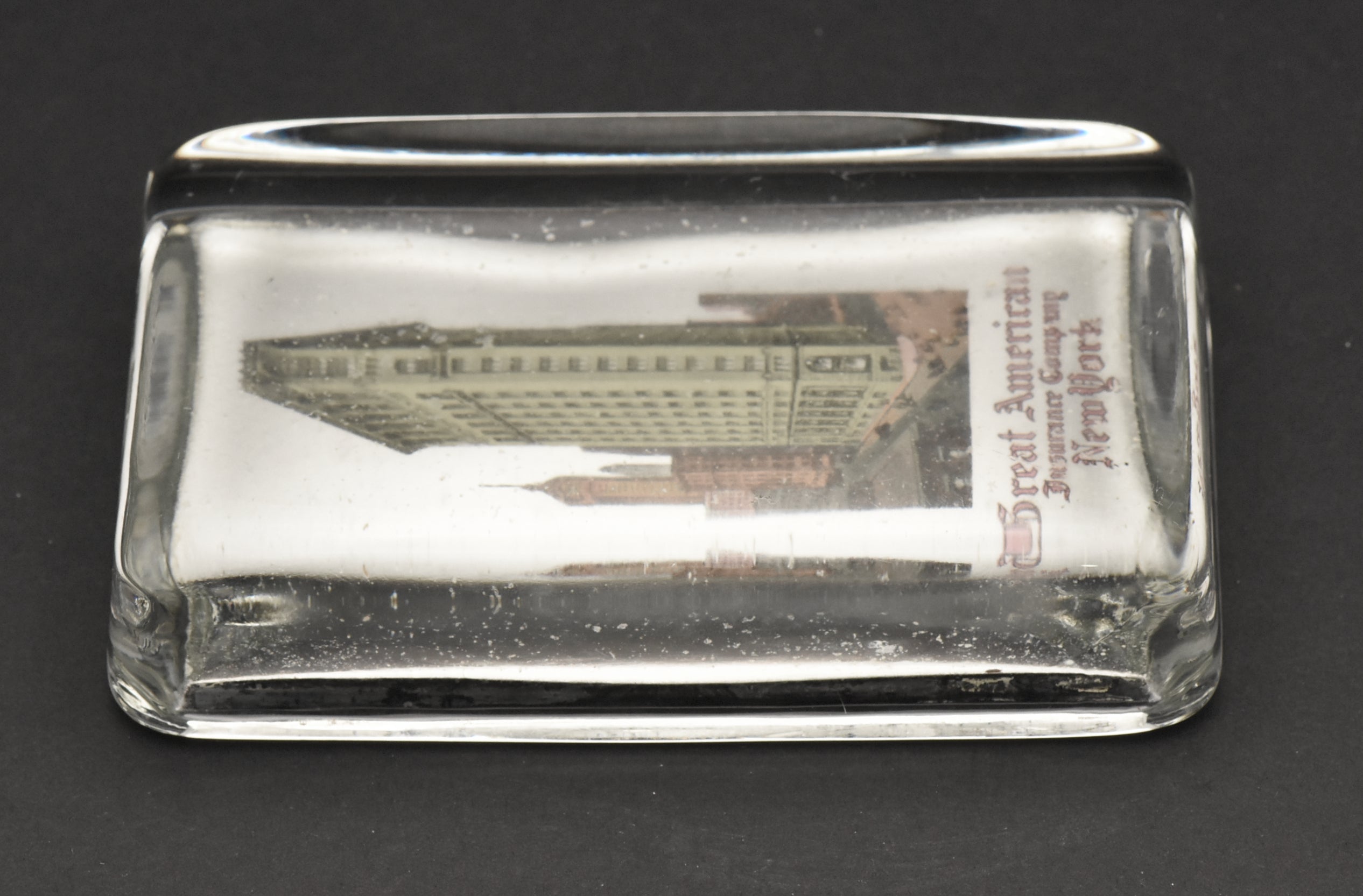 Vintage New York Advertising Glass Paperweight with Flatiron Building